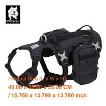 Whinhyepet Adjustable Military Dog Harness, Black XL - Durable No-Pull Vest For Large Dogs, Ideal For Training And Outdoor Adventures