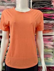 COLD MESH T-SHIRT ROUND NECK POLYAMIDE FITNESS SPORTS - 橘色 - 查看 2