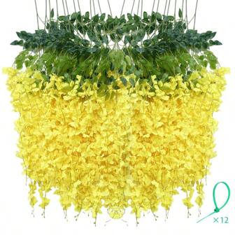 Konstgjorda blåregn Hängande blommor Falska blåregn Blommagirland Siden Vines Rottingdekor för hemmet bröllop Valv Trädgård Gröna Sovrum Utomhuskontor Festdekoration, Alla hjärtans dag, Present