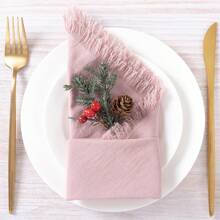 Handmade Cloth Napkins 17x17 Inch Napkins With Tassel Rustic Bulk Dinner Napkins For Wedding Party Baby Shower Holiday Decoration