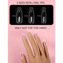 100PCS Replacement Nail Tips Refill Acrylic Fake Nail Tips For Practice Nail Hand DIY Nail Art Salon Practice Tool Clear Holiday Gift For Her Trending Now Party Wear - 無色 - 查看 2
