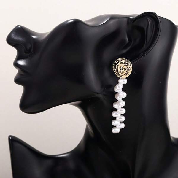 1 Pair Fashionable Elegant Faux Pearl Decorative Earrings, Versatile Gift For Women