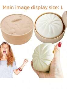 1/2pcs Dumpling Squishy Fidget Toy, Dumpling Stress Ball Steamed Stuffed Bun Squeezing Stress Relief Toy, Dough Balls Squishy Dumpling Fidget Sensory Decompression Toy White Squishy Bun Adult Gift - White - View 13
