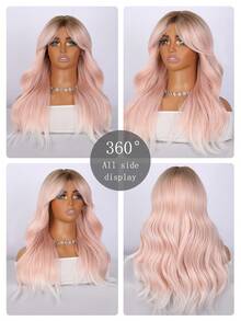 SMILCO 22 Inches, Pink Gradient, With Bangs, Layered, Women's Wig, Glue-Free Wig, Suitable For Daily Wear And Event Wear - 漸層粉紅色 - 查看 4