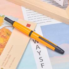 Jinhao 10 - Pluma estilográfica de prensa con caja, punta extrafina retráctil de cromo brillante ondulado con juego de convertidor de tinta (clip plateado) - Naranja (clip negro) - Ver 10