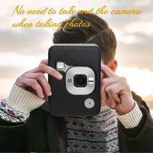 Compact Size Camera Case Bag PU Leather With Shoulder Strap Compatible With Mini LiPlay-With Removable/Adjustable Shoulder Strap-Black