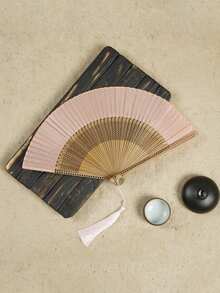 1 件可折叠扇子手持扇带流苏适用于户外旅行舞蹈表演旗袍着装配饰拍照道具