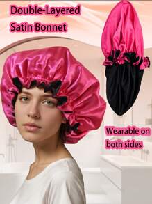 Doppellagige feste Haarbonnet, Seidentopf, Satin Bonnet, weich und atmungsaktiv, geeignet zum Schlafen zuhause, tägliches Haarstyling, Haarhaube