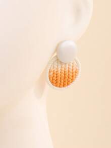 1 对手工制作的渐变色聚合物粘土和木材 3D 纹理耳钉，手工设计，适合度假、派对、日常佩戴和送礼，多种颜色可选