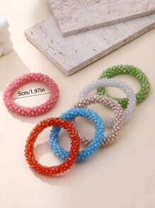 1 pieza Regalo de festival Popular pulsera de cuentas de cristal artificial apilable y elástica para mujeres y hombres de 6.5-8 pulgadas, para uso diario, vacaciones, festivales, regalo, joyería llamativa
