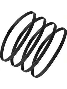 4 件弹性运动头带，厚防滑发带，男女通用，弹力瑜伽运动头带，跑步健身弹性发带头巾，学校用品，大学发饰秋季配饰秋冬度假装女士 - 黑色 - 查看 5