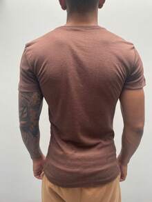 AMERICAN SHORT SLEEVE/BASIC T-SHIRT/RIBBED T-SHIRT - Rust Brown - View 3