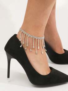 1pc Tassel & Rhinestone Anklet, Suitable For Daily Wear