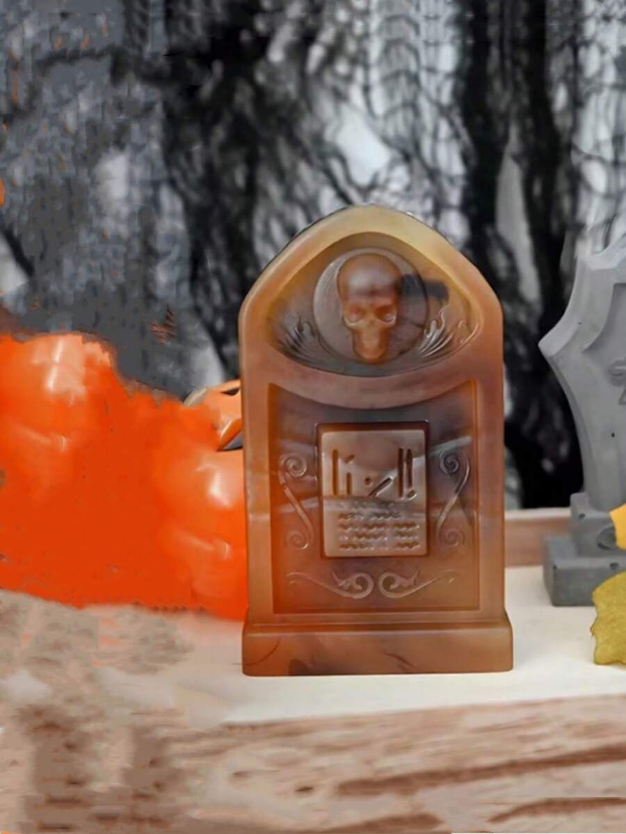 1pc Halloween Gravestone Shaped Silicone Mold, DIY Gravestone Candle, Wax, Plaster Home Decor, Halloween Decoration Silicone Mold