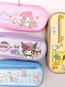 Sanrio Sanrio X Hello Kitty Kulomi X Cinnamoroll Federmäppchen mit großer Kapazität, Mehrsteckplatz-Zweischicht Stiftebox mit Reißverschluss, große Aufbewahrungstasche, Federmäppchen, Stifttasche, Schultasche, Schulmaterial, Rückkehr zur Schule