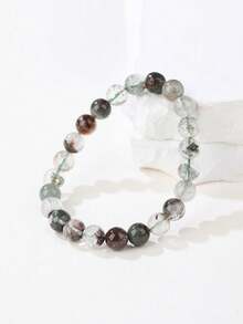 VE "Four Seasons Lucky Charm" 1pc Natural Four Seasons Ghost Crystal Bracelet, Auspicious Crystal Wealth-Attracting Bracelet, Suitable For Employees, Entrepreneurs, And Those Seeking Wealth, Random Natural Stone Color - Four Seasons Ghost Crystal Bracelet - View 3
