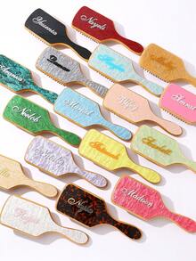 1pc Personalized Fashionable Acrylic Glitter Marble Name Customized Hair Comb, Unique Bridal Party Bridesmaid Gift, Custom Bridesmaid Hair Accessory, Gift For Her/Mom - Multicolor - View 3