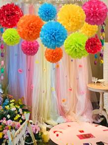 18pcs Multicolor Paper Flower Ball Decorative Set For Party Theme