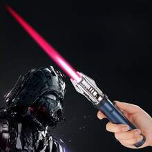 Special-Shaped Butane Gas Lighter, Metal Material, 360° Use, Outdoor Windproof Turbine Torch Jet Lighter Ignition Gun, Camping Barbecue Welding Supplies, Cigar Tools, Red Flame, Without Battery - 黑色 - 查看 2
