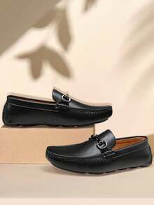 SHOESMALL Men's Black  Slip On Loafers Driving Shoes For Men Casual Penny Dress Loafers - BMY3001-black - 查看 2