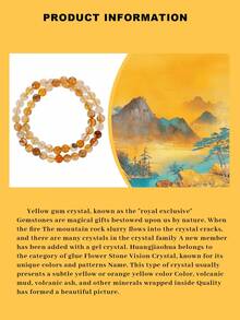 VE 1pc Natural Koi Fish Resin Flower Double Circle Crystal Bracelet For Women, Lucky Fish Swimming Upstream Symbolizing Good Luck, Suitable For Daily Wear, Great Gift Choice, Natural Gemstone Color Varies - Bracelet - View 6