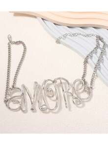 1pc Women's Hollow Letter Necklace, Hip-Hop Motorcycle Style - Letter Clavicle Chain - View 15