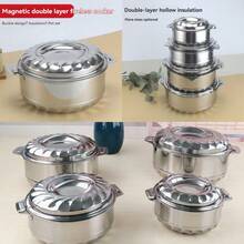 4件套不锈钢保温锅套装保温饭盒塑钢保温锅双层保温 - 彩色 - 查看 1