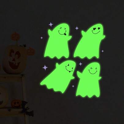 1pc Halloween Home Decoration Cute Cartoon Ghost Green Luminous Sticker, Pvc Waterproof Easy To Tear And Stick, Removable, Suitable For Bedroom, Wall, Door, Window, Car Halloween Decoration Halloween Decor Christmas Decoration Thanksgiving Wedding Home Decor Home Decor Fall Decor Autumn Decor Birthday Decorations For Gifts Party Supplies Indoor Holiday Festival Decor Wall Decor Halloween Ornaments