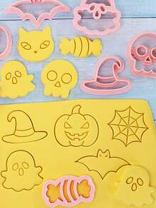 8pcs Halloween Cookie Cutter Set, Cartoon Mini Pumpkin Shape Dough Mold DIY Baking Pastry Tool - Cookie Cutters - View 2