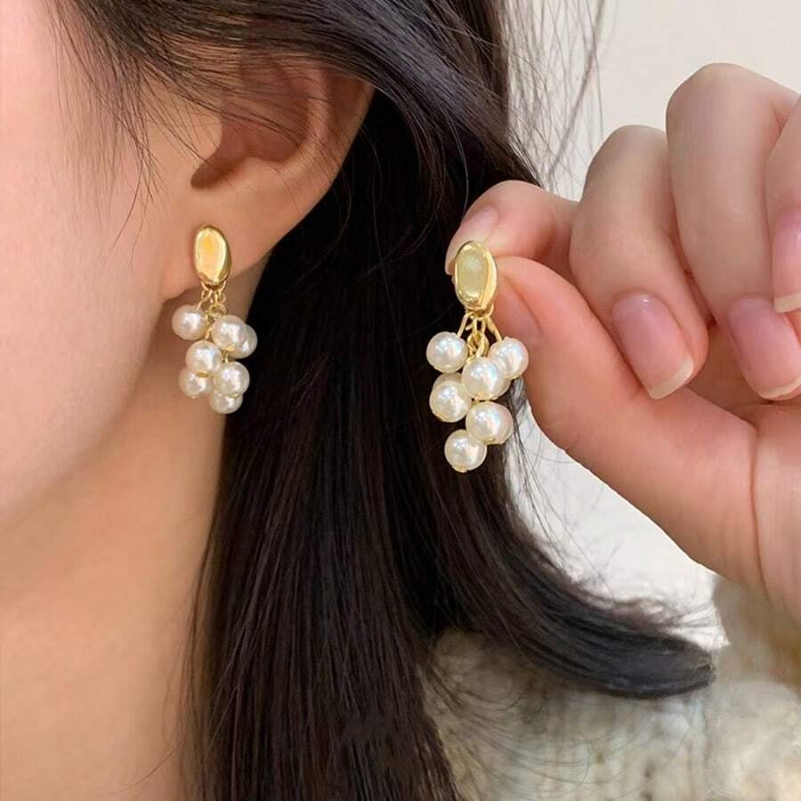 2 件全新珍珠流苏葡萄串耳钉女士耳环 - 圖片款 - 查看 1