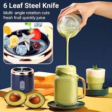 1 Portable Dual-Cup Electric Juicer, Blender, Mini Wireless Portable, Suitable For Home And Outdoor Travel, USB Charging, 6-Blade Gift Juicer, Multi-Functional Juicer, Kitchen Accessory - 彩色 - 查看 8