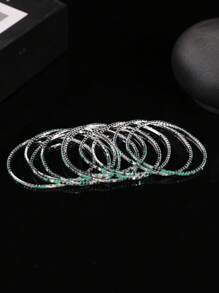 10 pièces/set Bracelet élastique à billes de cristal colorées sur un seul rang, design unique et élégant