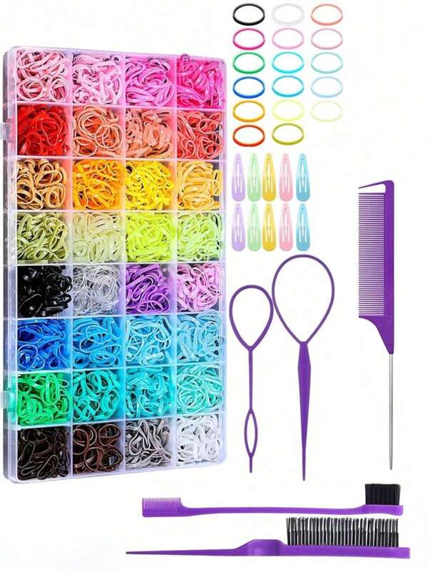 2115 piezas de ligas elásticas para el cabello, accesorios para el cabello para niñas, set de bandas elásticas de colores para el cabello de bebé con pasadores