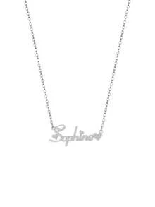 Personalized Matte Butterfly Name Necklace, Unisex Customized Name Necklace, Stainless Steel Handwritten Letter Pendant, Handmade Couple Necklace, Wedding Anniversary Gift, Thanksgiving, Christmas, Unique Gift For Girlfriend - Silver Frosted-heart - View 3