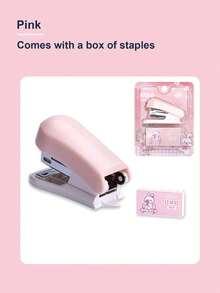 迷你订书机，三合一紧凑型订书机，适用于办公室、书房、便携式卡通设计订书机、多功能装订工具、小尺寸文具套装 - 彩色 - 查看 9