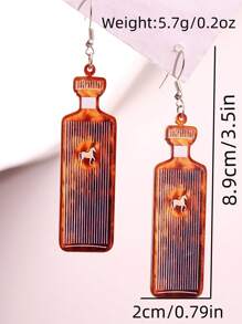 1 Pair Fashionable, Exquisite, Versatile, Distinctive, Retro, Creative, Unique Hip-Hop Punk Brown Bottle Acrylic Dangle Earrings For Women, Suitable For Daily Wear, Commute, Festivals, Holidays, Parties