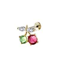 1 Stück Kirsch-Zirkonia Körperschmuck, Edelstahl Bar Knorpel-Ohrringe, stilvoller Alltagsschmuck für Frauen, kann als Geschenk für Freunde dienen.