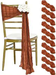 Cheesecloth Chair Sashes Aisle Decorations Light Pink 10/20 Packs, Chair Bow Designed Decorative Chair Cover Chair Sashes 108 Inch For Wedding Reception Party Hotel Decoration(Beige) - Multicolor - View 18