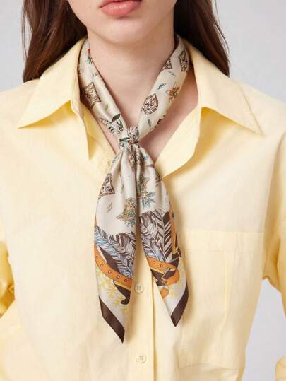 1pc Women's Luxury Floral Print Bandana Scarf, 70*70cm, Fashionable Design For Daily Wear, Spring Hair Accessories Autumn Accessories Fall Winter Headbands For Women Hair Band For Vacation Outfits Woman