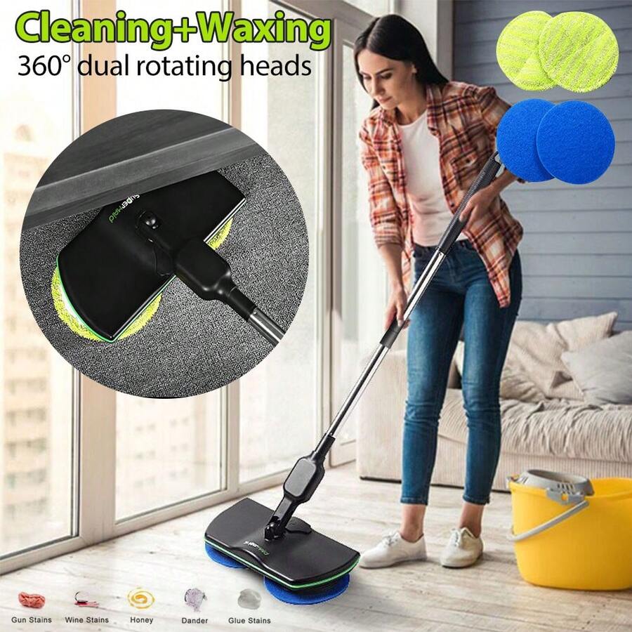 Easy Push Sweeper-Hand-Free Rotating Mop, For Hard Floors, Perfect For Home, Kitchen, Bathroom Floor, Easy To Clean, Cleaning Supplies - 黑色 - 查看 1