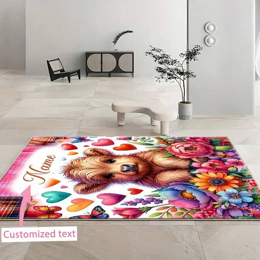 1pc Personalized High Definition Digital Printed Carpet With Calf Pattern, Suitable For Living Room, Bedroom, Outdoor - Multicolor - View 1