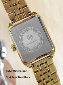 Pablo Raez 1pc Ladies Vintage Watch 18K Gold Jewelry Stainless Steel Bracelets Chain Summer Accessories Wristwatch Silver Color Non Tarnish Top Level AAA Original Charming Hours High Quality Women Watch Luxury Dress Watch IPS Plated Elegant Brand New Rectangle Gorgeous Design Quartz Watch