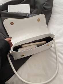 Fashionable Solid Retro Minimalist Elegant Shoulder Bag - White - View 8