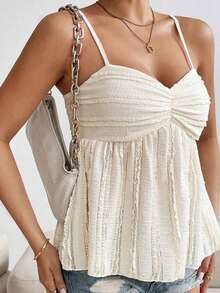 Women's Lace Patchwork Tank Tops Sleeveless V Neck Babydoll Tops Summer Flowy Shirts - White - View 4