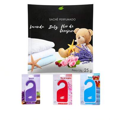 Sachê Perfumado Lavanda Inglesa 25g + Aromatizador Ambiente em Cabide