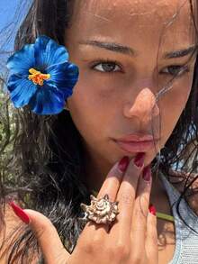 10个随机颜色夏威夷花朵发夹，人造花发夹，鸡蛋花发夹，适合假日海滩派对、夏季热带花朵发饰、婚礼派对、送给女孩的礼物、母亲节、扁平爪夹 - 彩色 - 查看 2