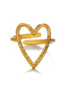 1 Stück Edelstahl 2 Farben Herz Ring Schöne Frau Exquisite Schmuck Geschenk Für Liebhaber, Cut Out