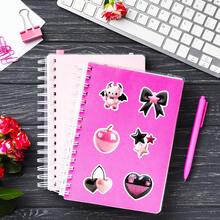 50 张粉色和黑色贴纸，可爱 3D 爱心美学贴纸，适用于水瓶、汽车、吉他、行李箱、手机壳、日记本、保险杠、滑板、笔记本电脑、节日装饰、生日礼物、青少年成人乙烯基防水贴纸、学校用品、返校