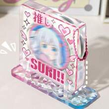 1pc Multi-Functional Acrylic Display Stand, Candy Color Card Frame Base, For Anime Peripheral Storage, Badge Holder