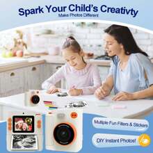 全新即时打印相机，超可爱即时打印相机，配备 2 卷打印纸和彩色笔，适合 6-12 岁儿童的数码相机儿童礼物，适合女孩/男孩的完美节日礼物，生日礼物。返校日、劳动节、万圣节、圣诞节、感恩节